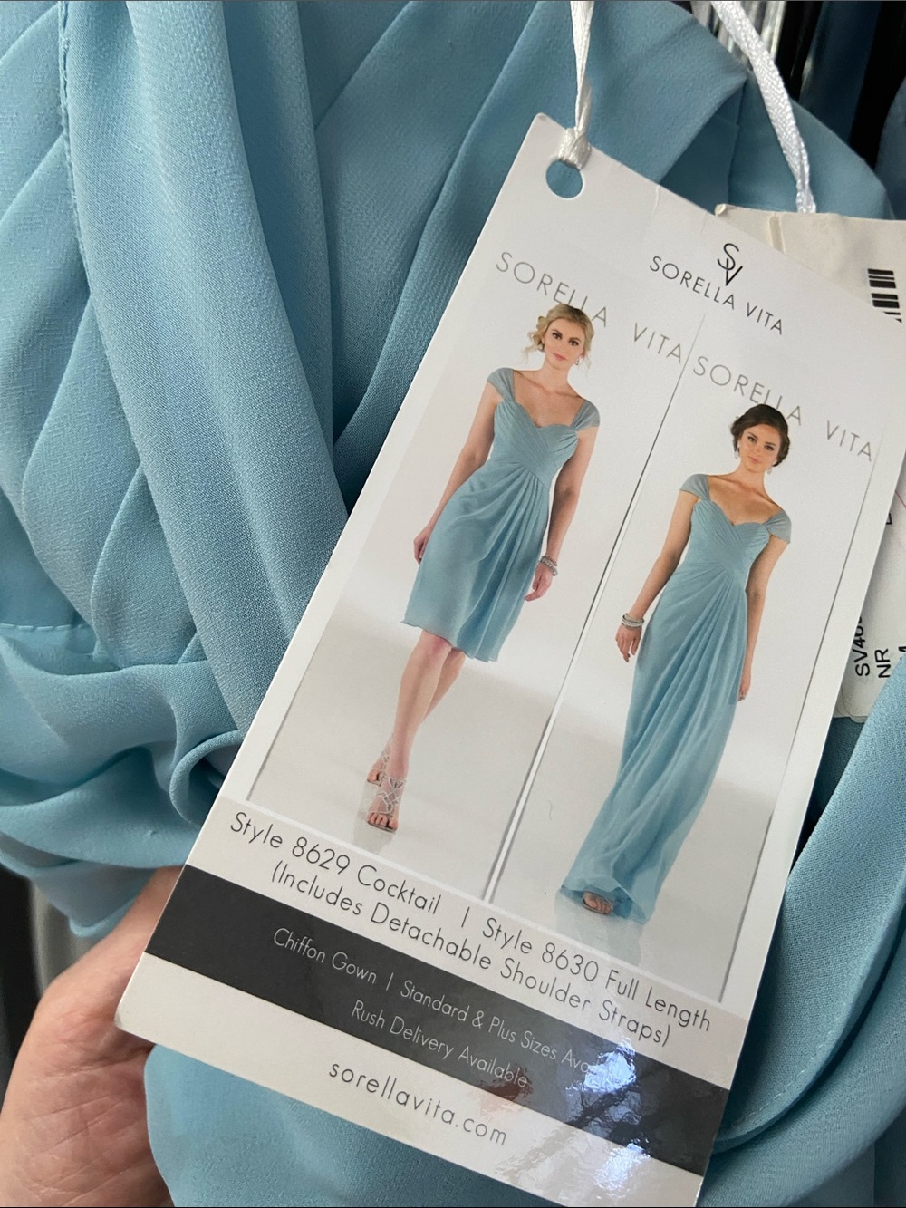 Sorella Vita 8630 Evening Mist color Off-Shoulder Chiffon Bridesmaid Dress - Picture 9 of 9